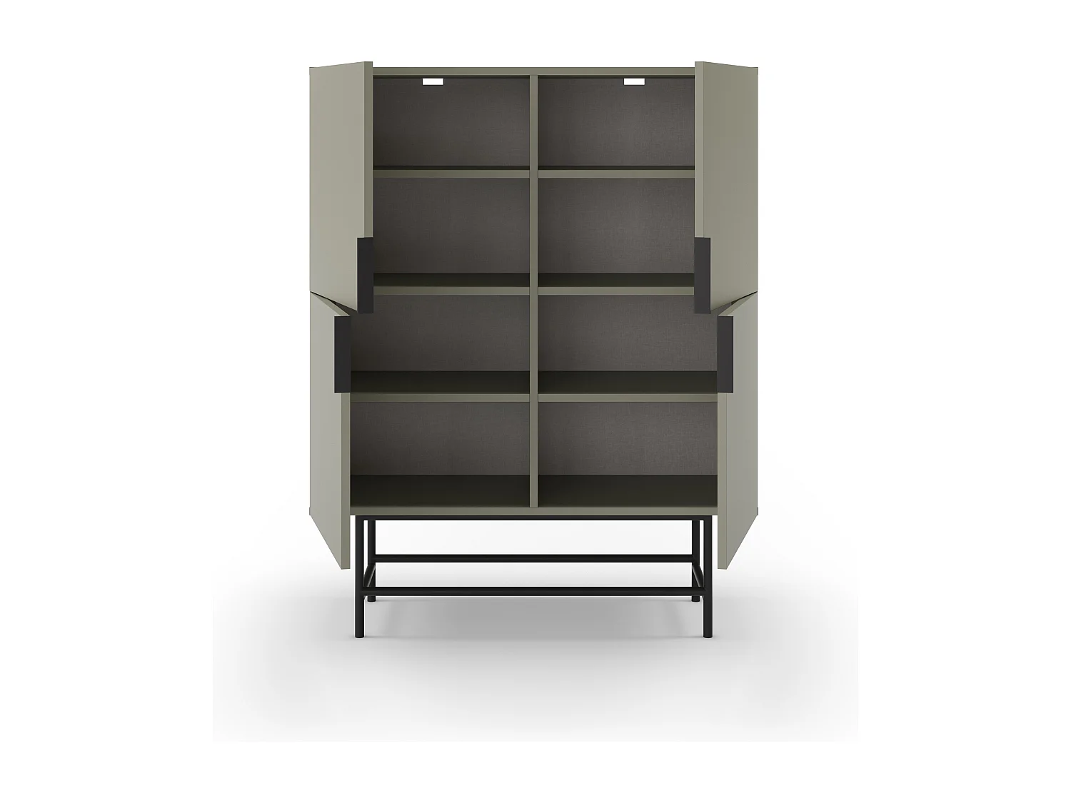 Vintara - Buffet haut 4 portes en bois et métal H128cm - Vert amande