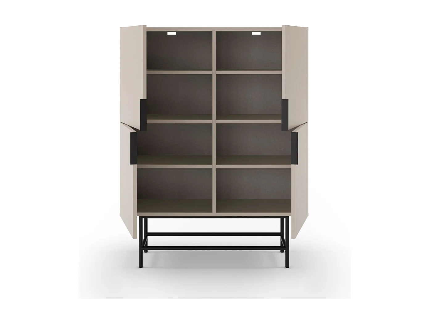 Vintara - Buffet haut 4 portes en bois et métal H128cm - Beige