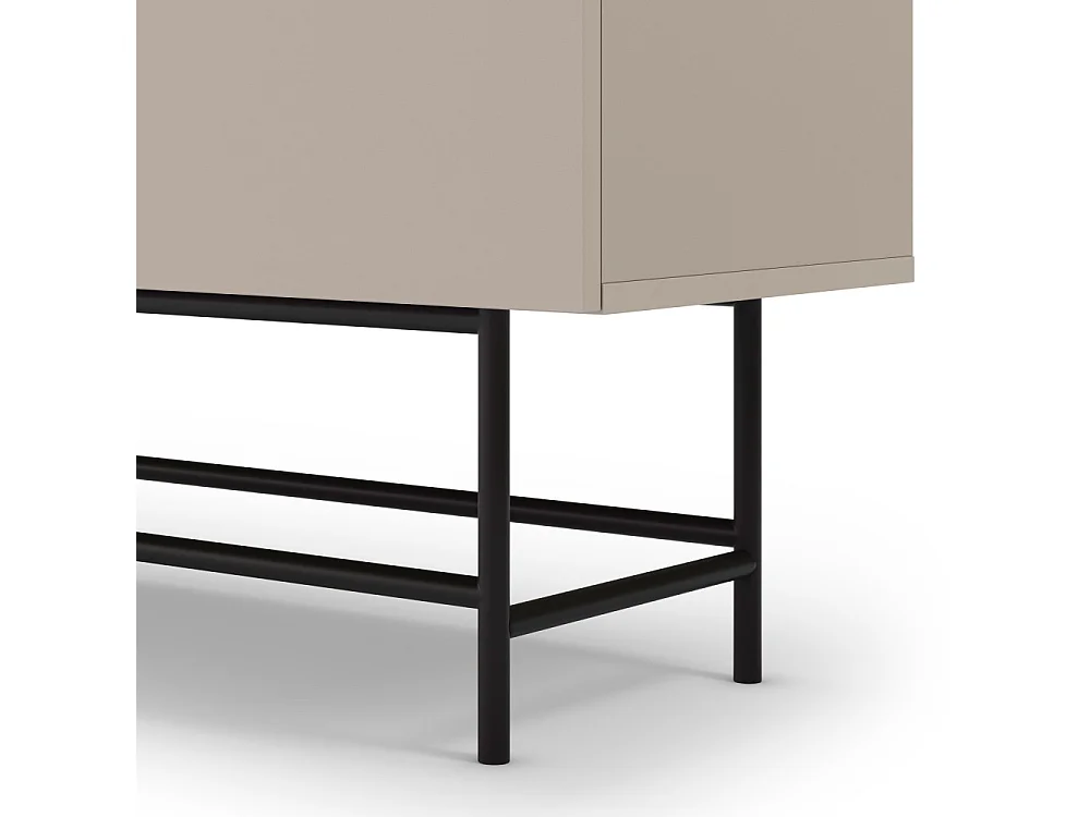 Vintara - Buffet haut 4 portes en bois et métal H128cm - Beige