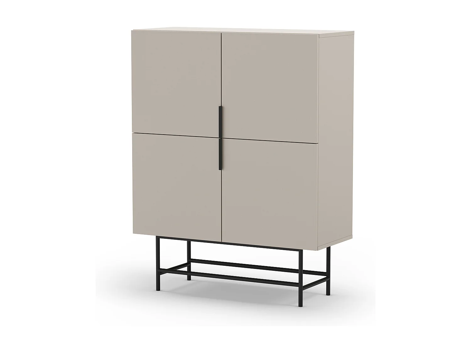Vintara - Buffet haut 4 portes en bois et métal H128cm - Beige
