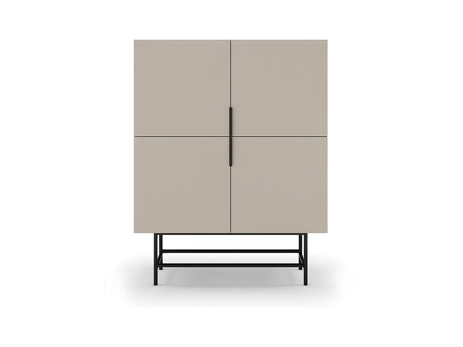 Vintara - Buffet haut 4 portes en bois et métal H128cm - Beige