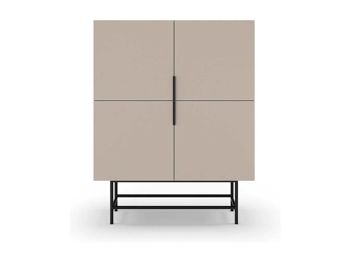 Vintara - Buffet haut 4 portes en bois et métal H128cm - Beige