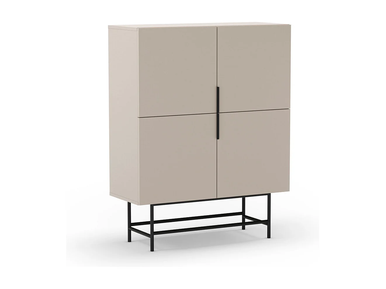 Vintara - Buffet haut 4 portes en bois et métal H128cm - Beige