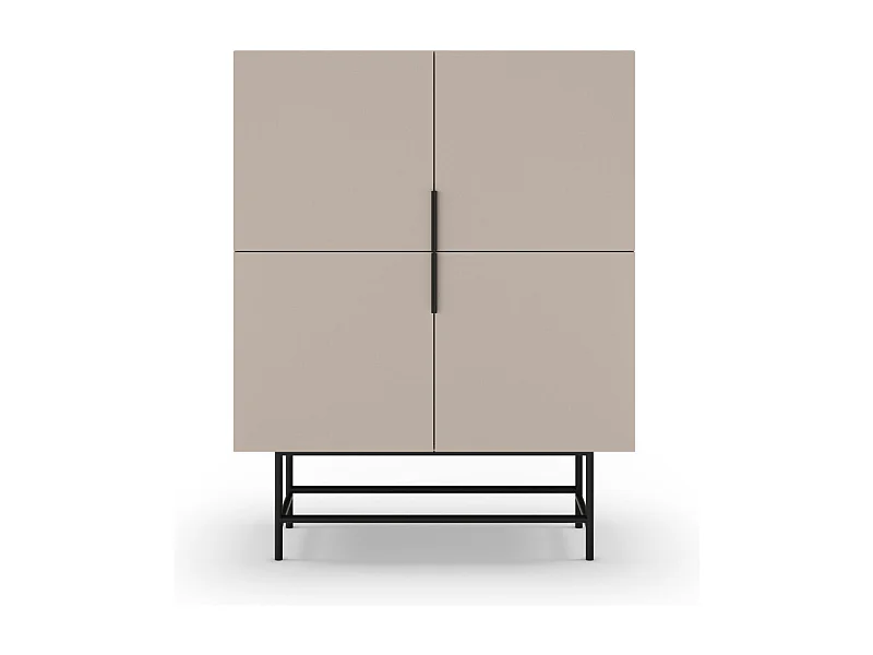 Vintara - Buffet haut 4 portes en bois et métal H128cm - Beige