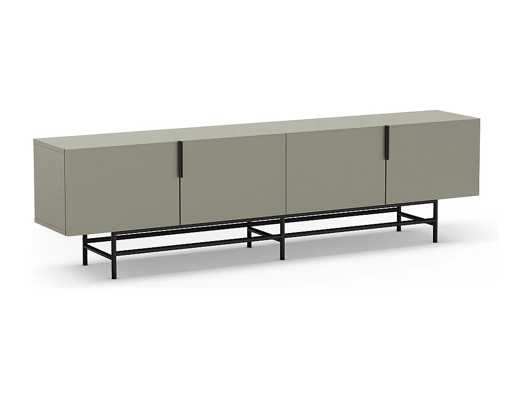 Vintara - Meuble TV 4 portes en bois et métal L200cm - Vert amande