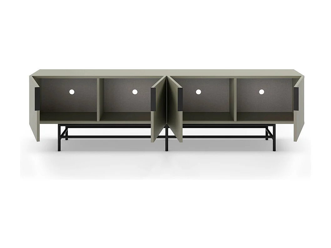 Vintara - Meuble TV 4 portes en bois et métal L200cm - Vert amande