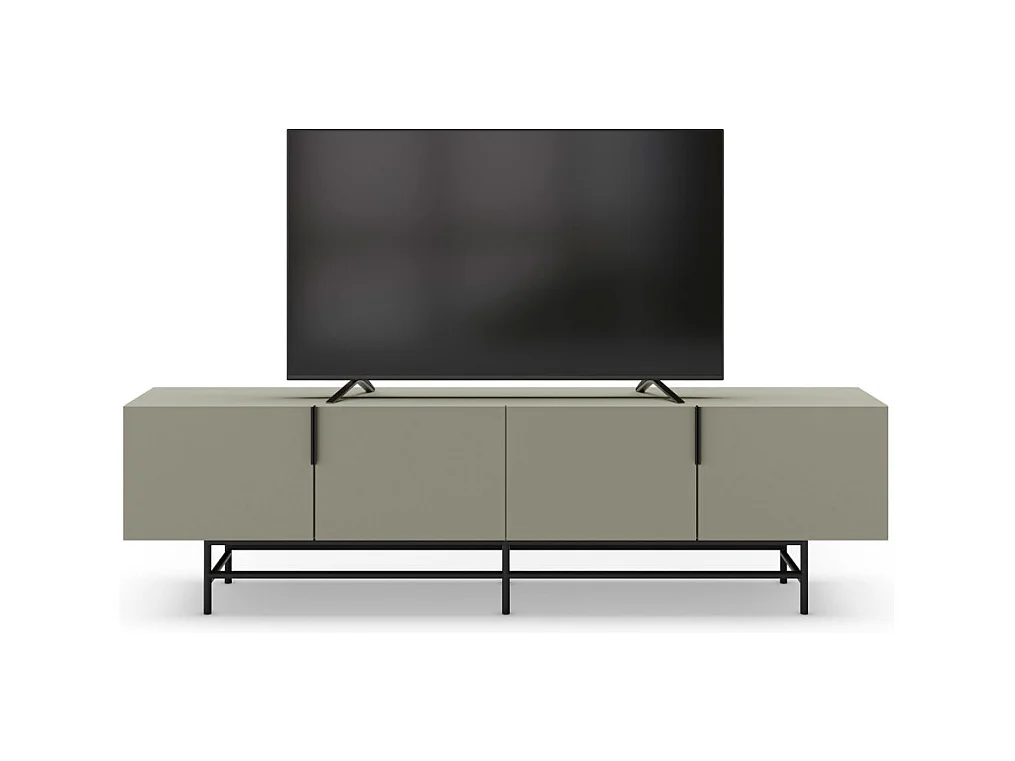 Vintara - Meuble TV 4 portes en bois et métal L200cm - Vert amande