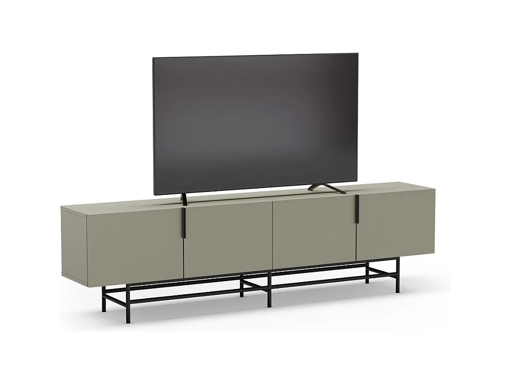 Vintara - Meuble TV 4 portes en bois et métal L200cm - Vert amande