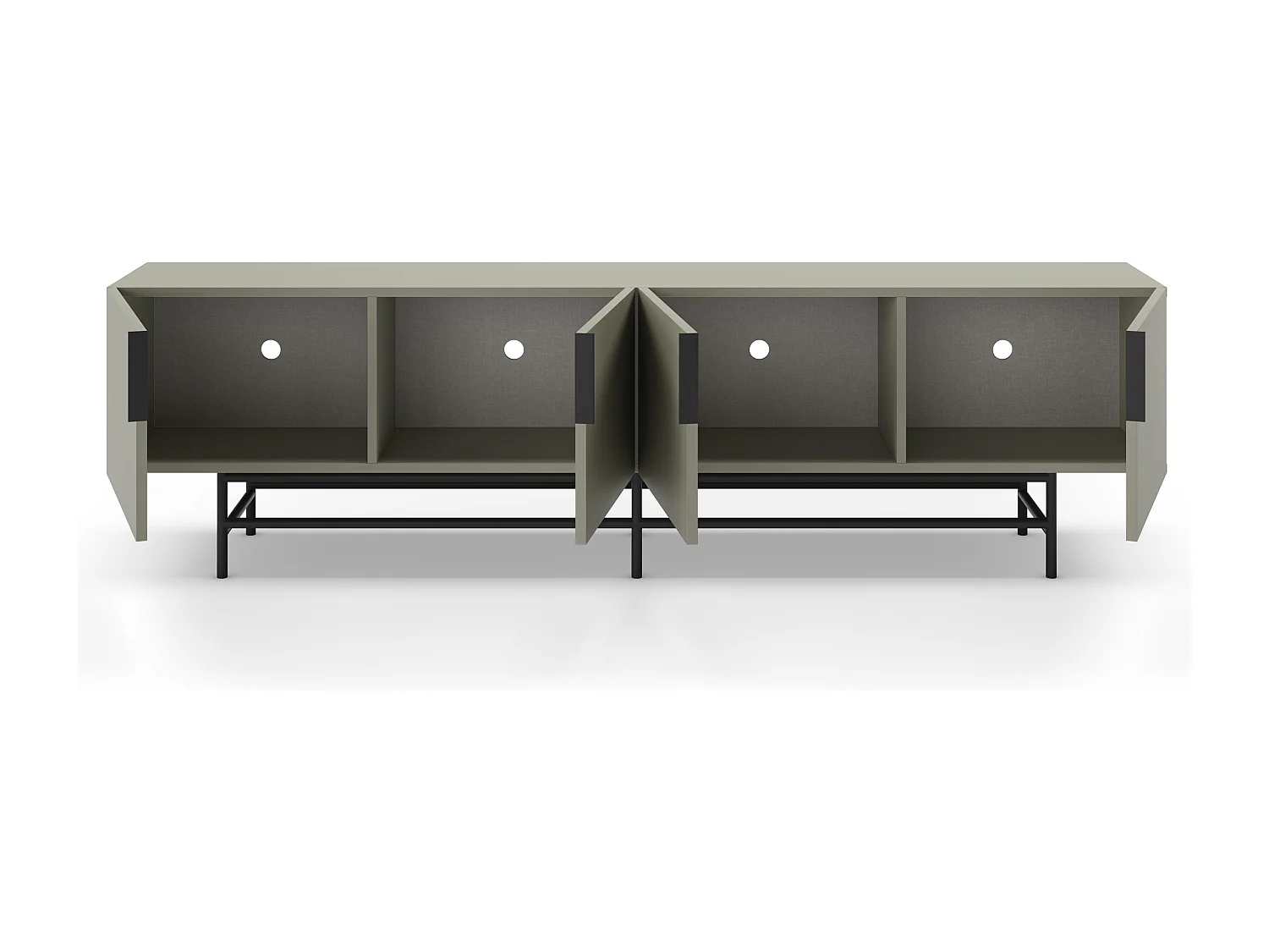 Vintara - Meuble TV 4 portes en bois et métal L200cm - Vert amande