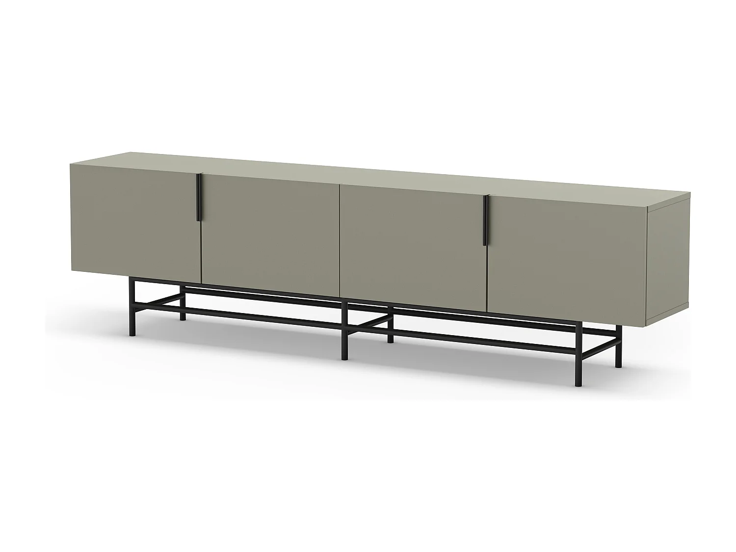 Vintara - Meuble TV 4 portes en bois et métal L200cm - Vert amande