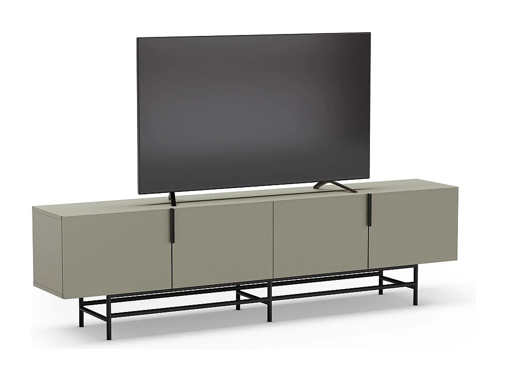 Vintara - Meuble TV 4 portes en bois et métal L200cm - Vert amande