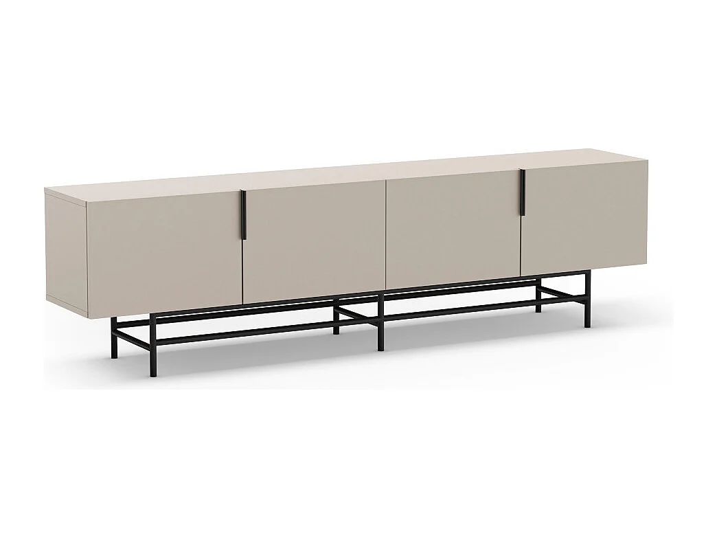 Vintara - Meuble TV 4 portes en bois et métal L200cm - Beige