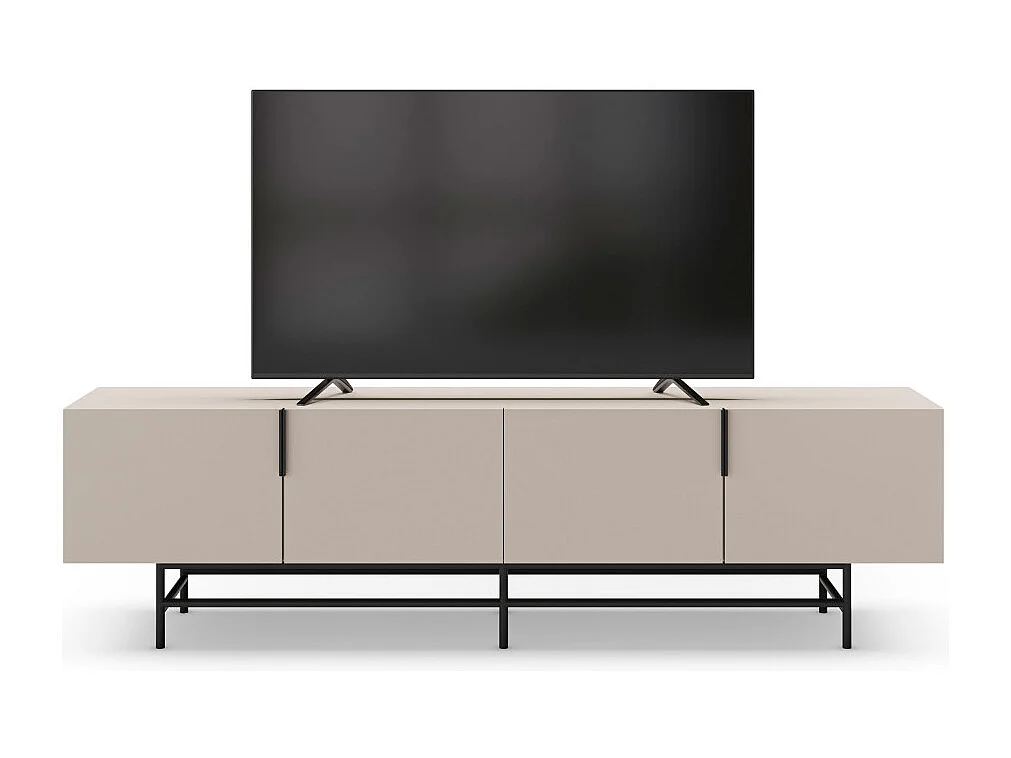 Vintara - Meuble TV 4 portes en bois et métal L200cm - Beige