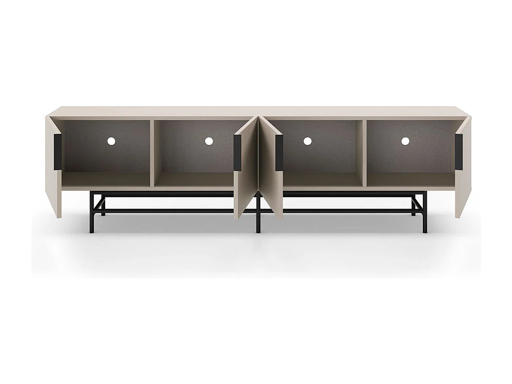 Vintara - Meuble TV 4 portes en bois et métal L200cm - Beige