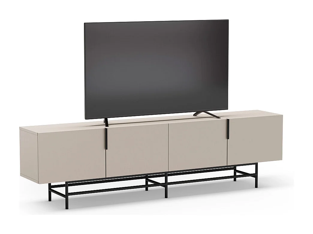 Vintara - Meuble TV 4 portes en bois et métal L200cm - Beige