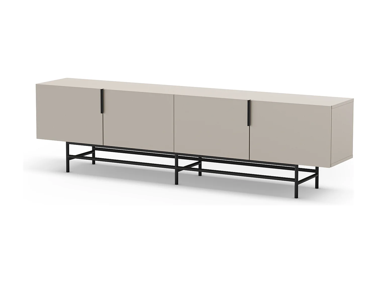 Vintara - Meuble TV 4 portes en bois et métal L200cm - Beige