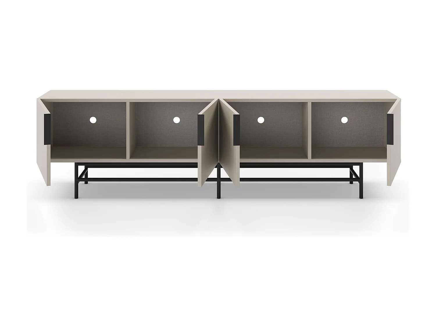 Vintara - Meuble TV 4 portes en bois et métal L200cm - Beige