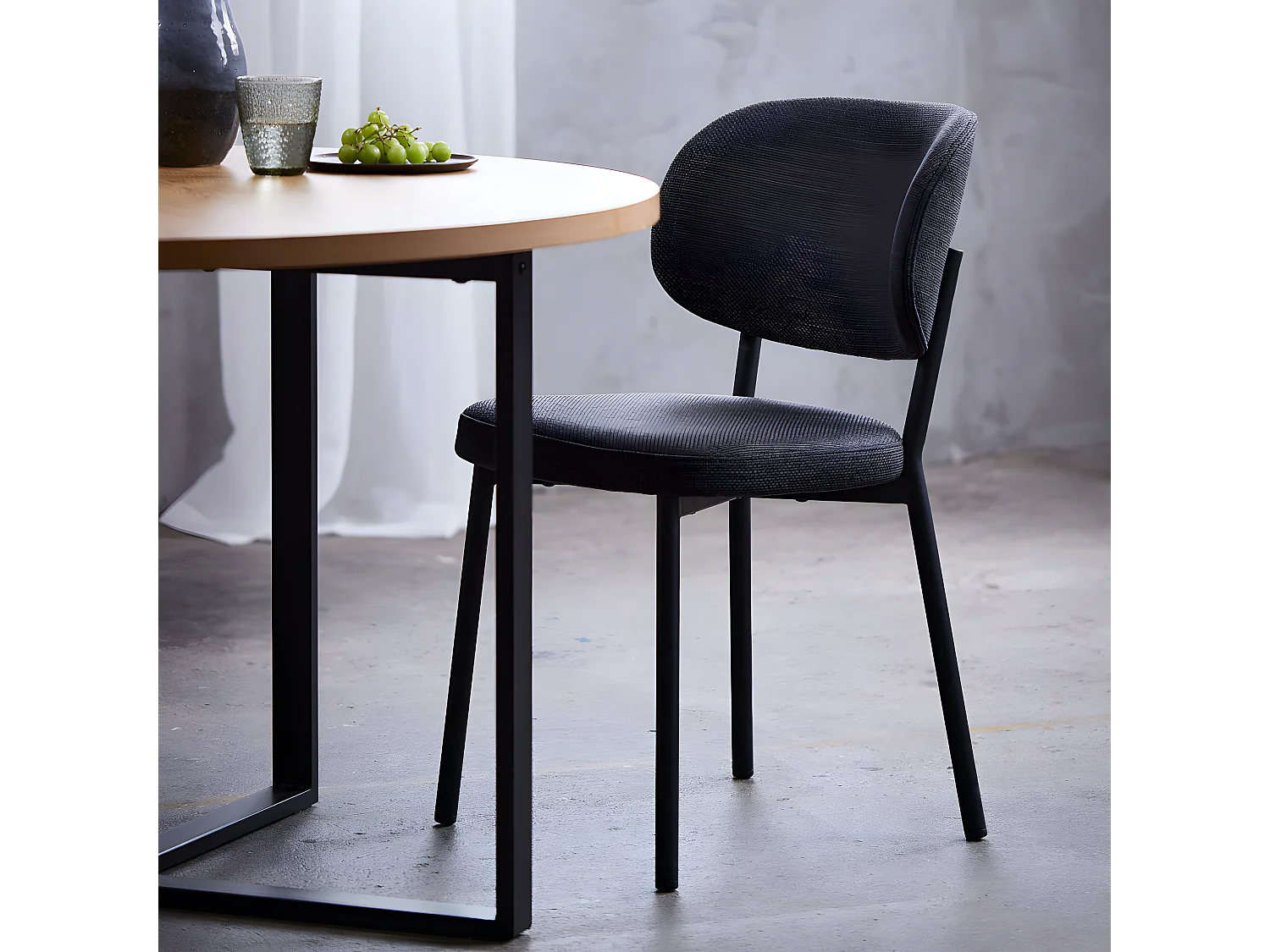 Bonnie - Table à manger 4 personnes ronde en bois et métal - Bois clair