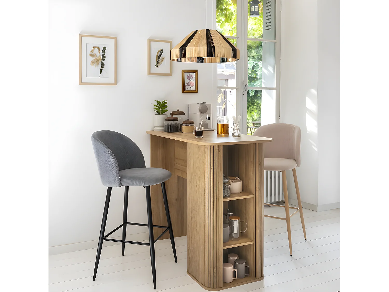 Table de Bar Design "Colva" 120cm Marron