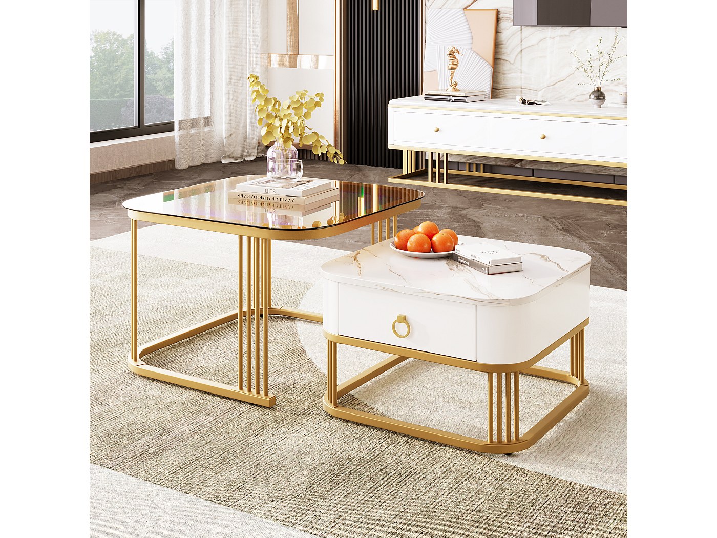 Set Di 3 Tavolini Impilabili In Legno Multistrato Bianco Lucido - Design Salvaspazio, Moderno E Versatile Per Soggiorno E Camera Da Letto