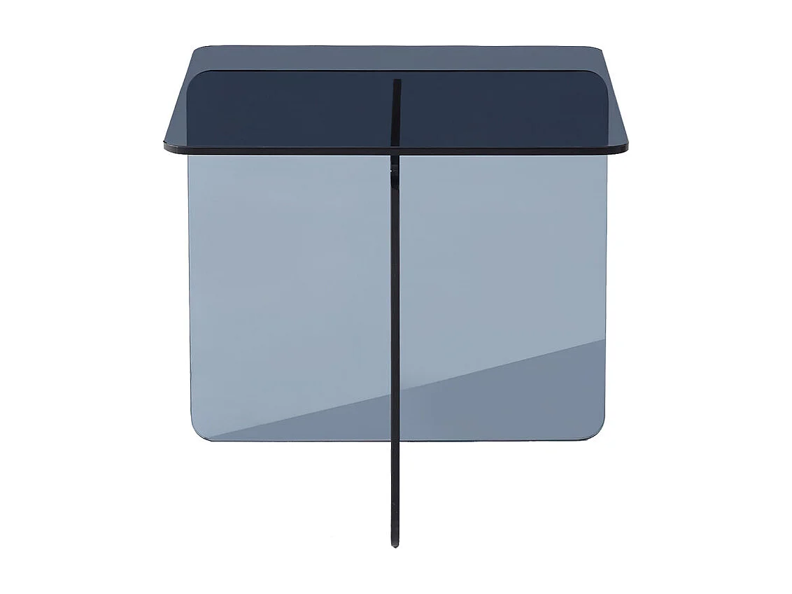 Table d'appoint carrée design moderne verre trempé bleu foncé - ICE