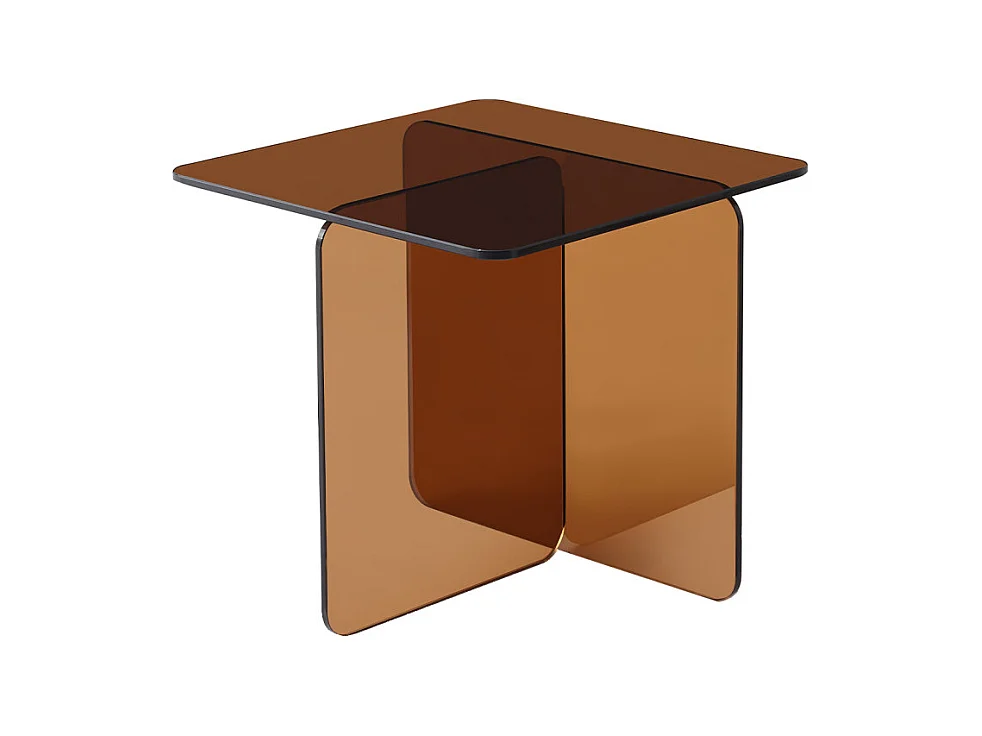 Table d'appoint carrée design moderne verre trempé cuivré fumé - ICE