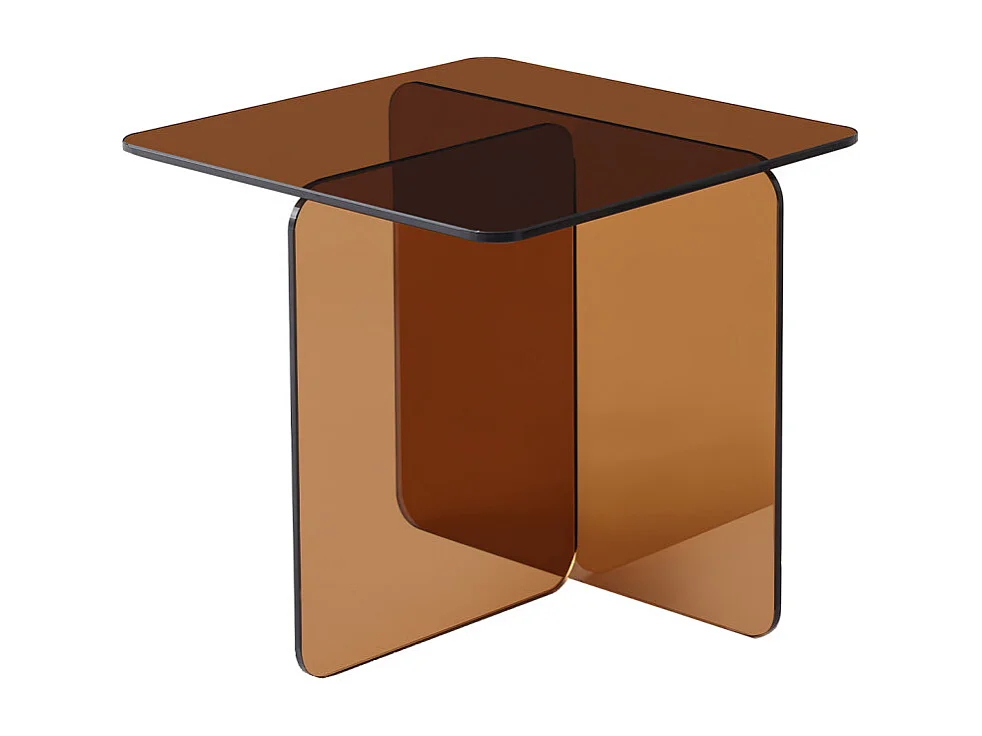 Table d'appoint carrée design moderne verre trempé cuivré fumé - ICE