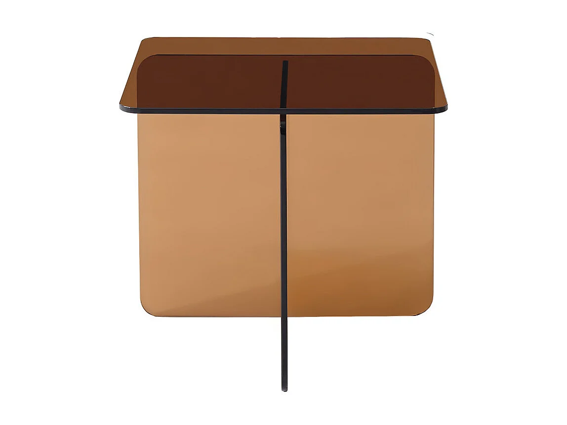 Table d'appoint carrée design moderne verre trempé cuivré fumé - ICE