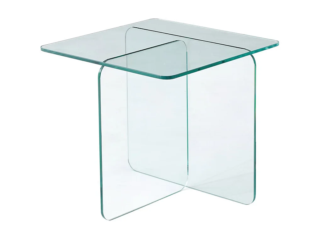 Table d'appoint carrée design moderne verre trempé transparent - ICE