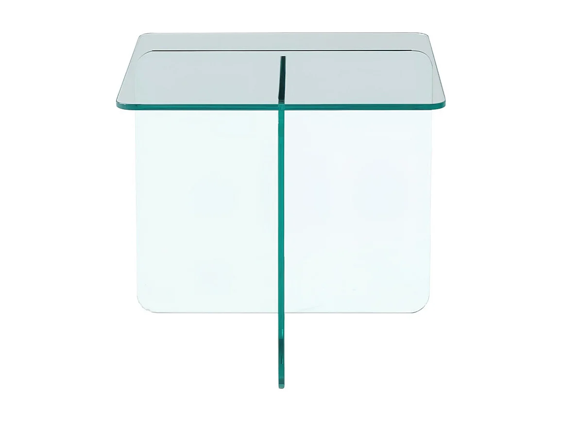 Table d'appoint carrée design moderne verre trempé transparent - ICE