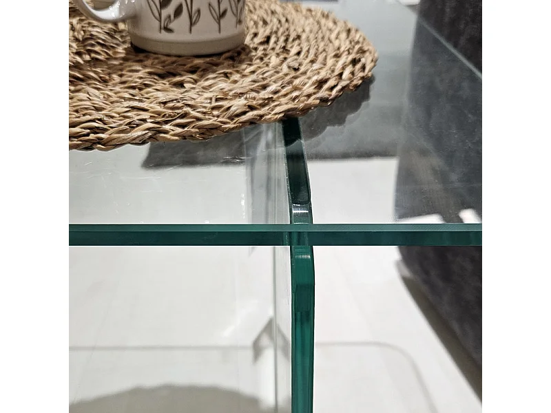 Table d'appoint carrée design moderne verre trempé transparent - ICE