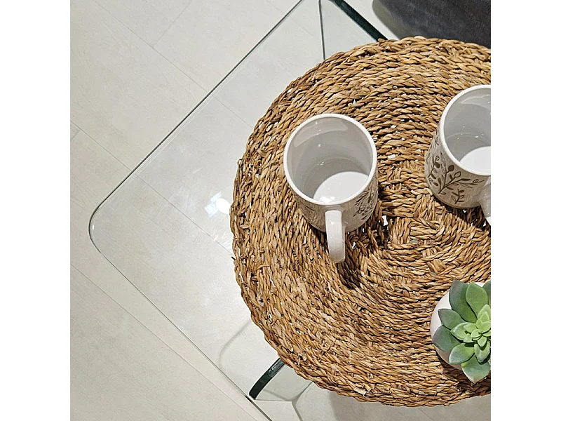 Table d'appoint carrée design moderne verre trempé transparent - ICE