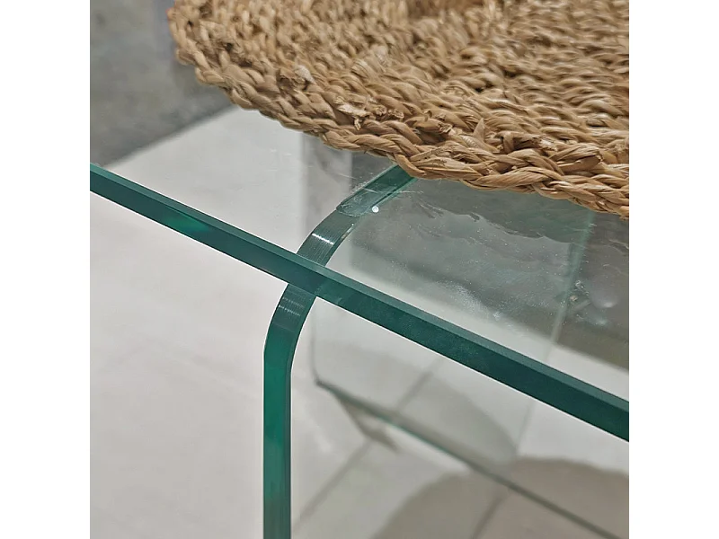 Table d'appoint carrée design moderne verre trempé transparent - ICE