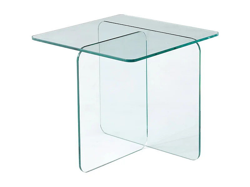 Table d'appoint carrée design moderne verre trempé transparent - ICE