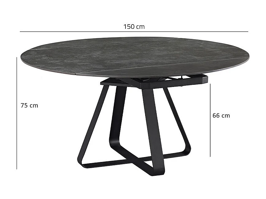 Table rectangulaire à ronde céramique gris anthracite et métal - SKYE