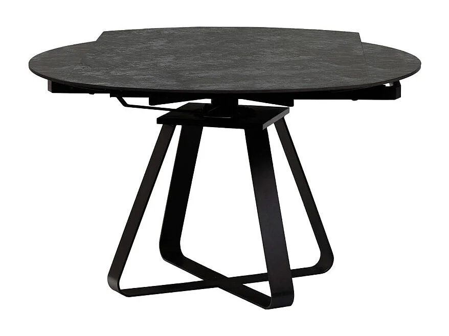 Table rectangulaire à ronde céramique gris anthracite et métal - SKYE