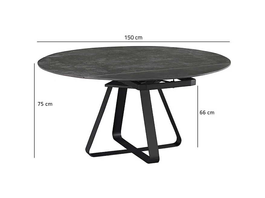 Table rectangulaire à ronde céramique gris anthracite et métal - SKYE