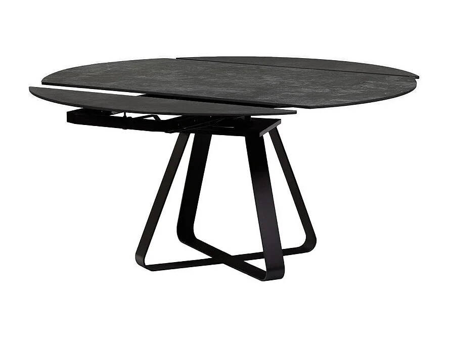 Table rectangulaire à ronde céramique gris anthracite et métal - SKYE