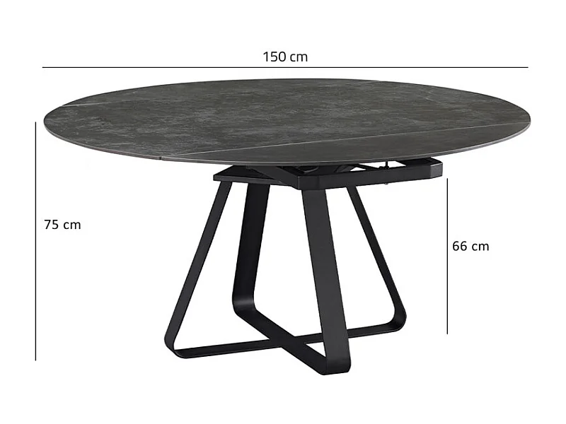 Table rectangulaire à ronde céramique gris anthracite et métal - SKYE