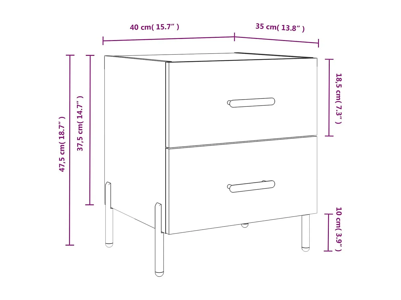 Nachttisch Grau Sonoma 40x35x47,5 cm Holzwerkstoff