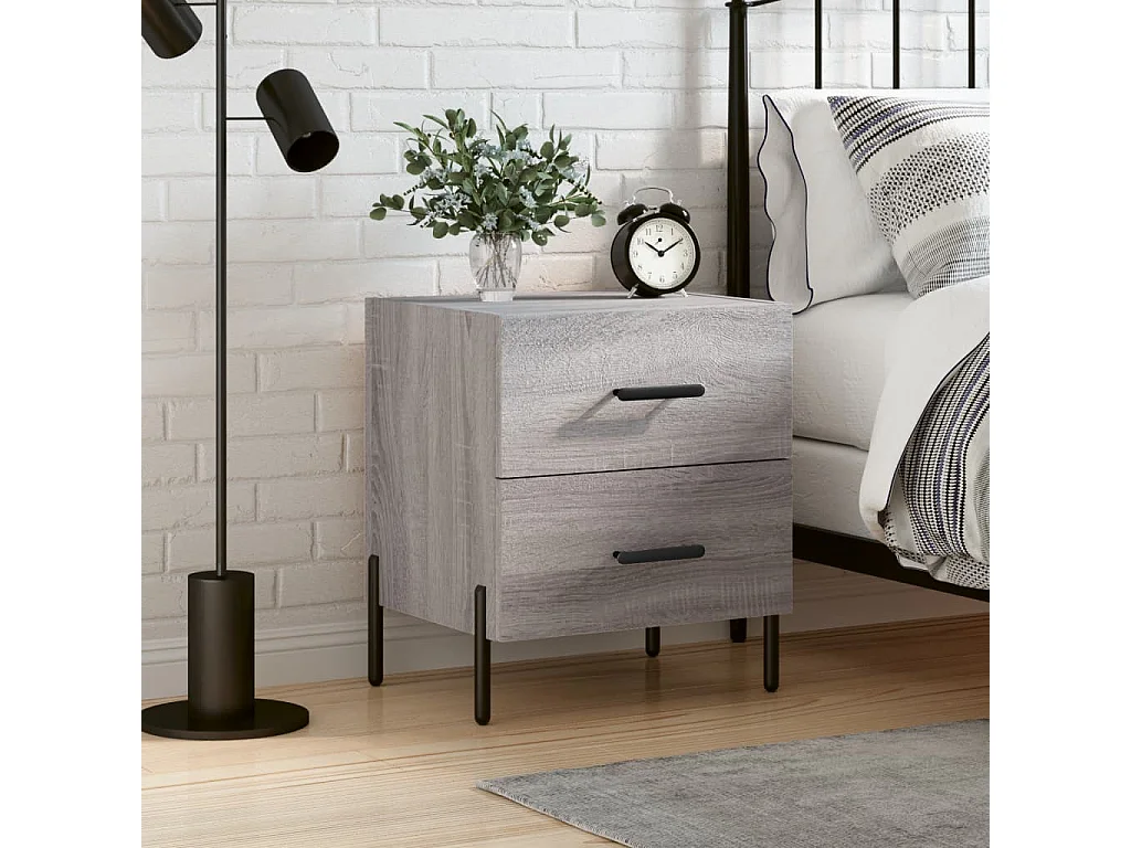 Comodino Grigio Sonoma 40x35x47,5 cm in Legno Multistrato