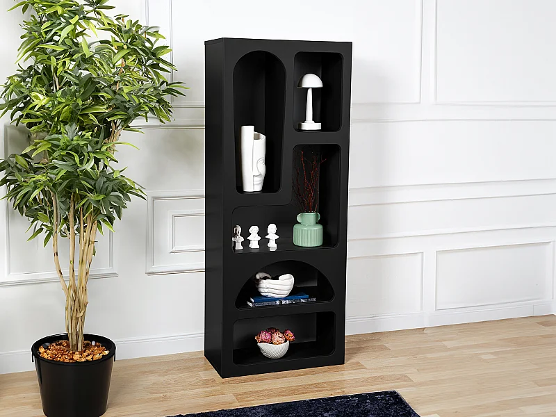 Regal mit 5 Fächern - Schwarz - LUELA