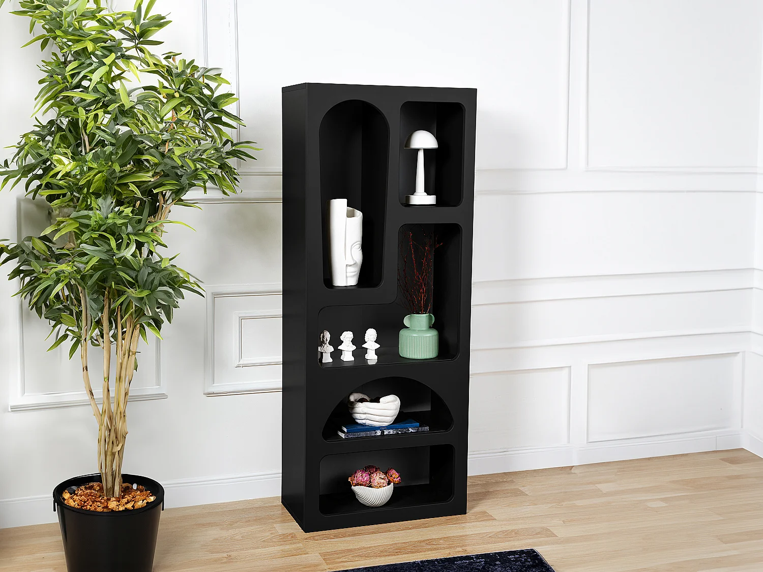 Etagère avec 5 niches - Noir - LUELA