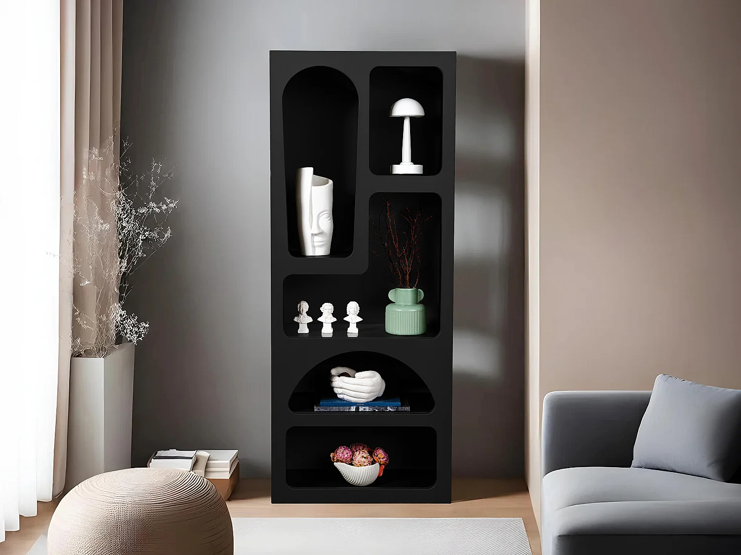 Etagère avec 5 niches - Noir - LUELA