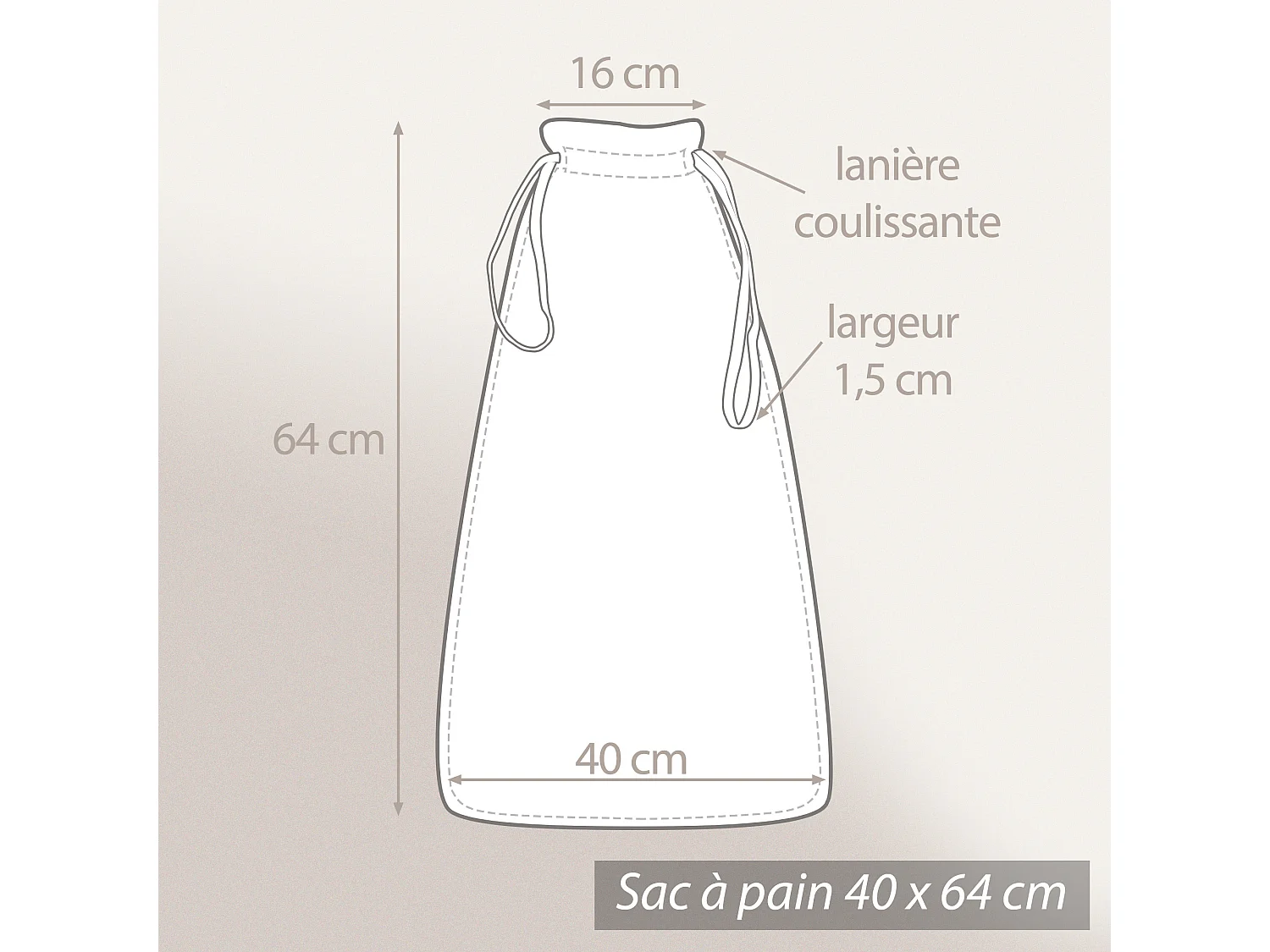 Sac à pain toile 40x64 cm LINE Orange