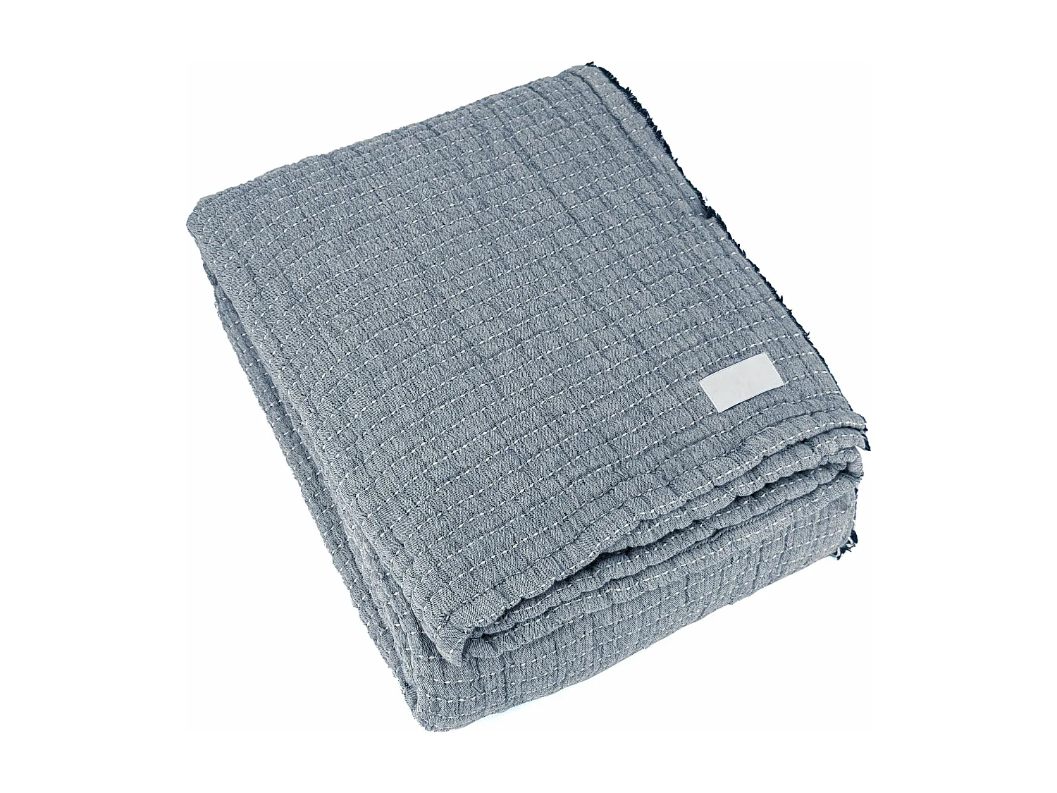 Dessus de lit 230x250 cm en coton lavé SEVILLE bleu abysse