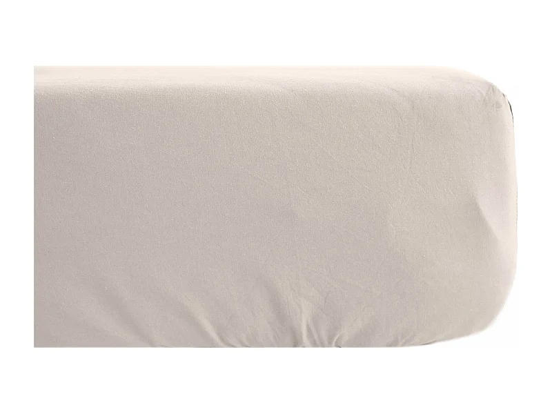 Drap housse PALACE pur coton lavé 90x190 cm bonnet 30 cm uni beige naturel