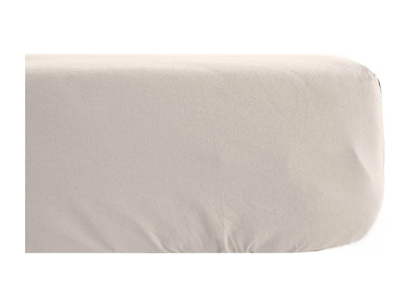 Drap housse PALACE pur coton lavé 140x190 cm bonnet 35 cm uni beige naturel