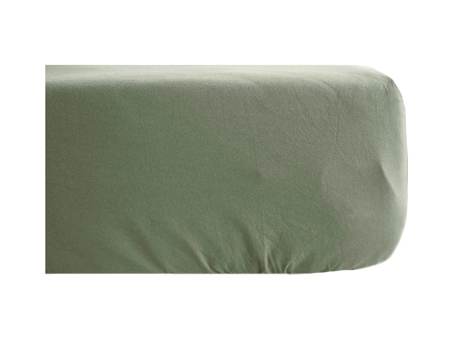 Drap housse 90x190 cm pur coton lavé PALACE vert sauge bonnet 30 cm