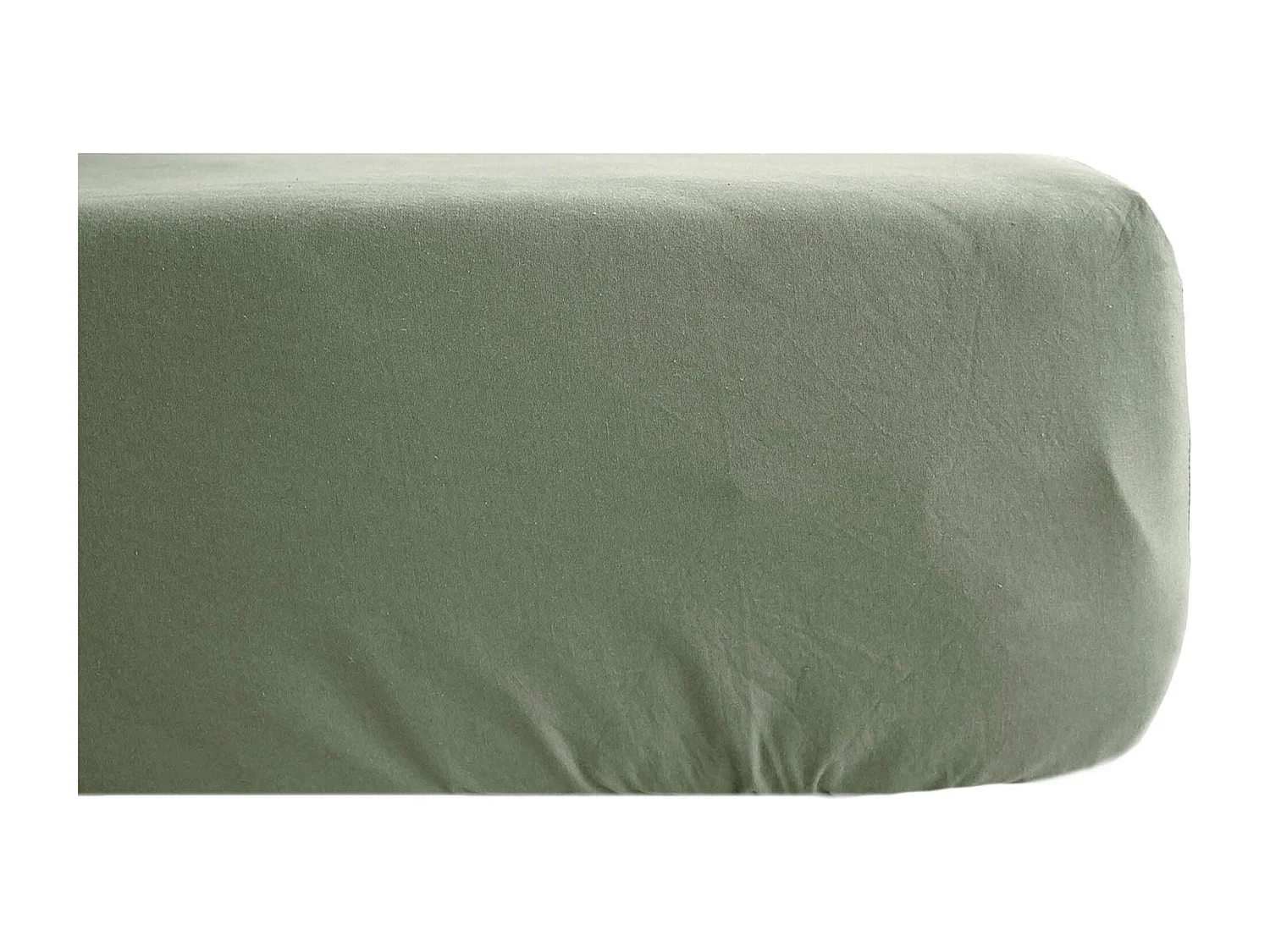 Drap housse PALACE pur coton lavé 90x190 cm bonnet 30 cm uni vert sauge